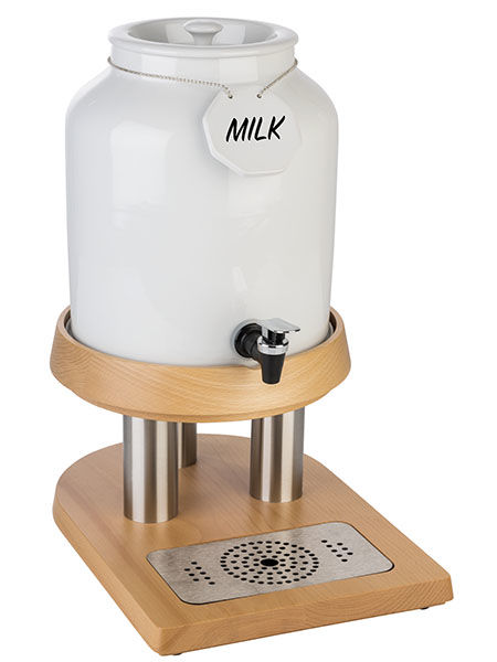 Porzellan-Milchkanne 8 Liter mit Holzgestell