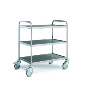 Edelstahl-Servierwagen (Standardausführung), mit 3 Borde 80 x 50 cm Edelstahl-Servierwagen (Standardausführung), mit 3 Borde 80 x 50 cm