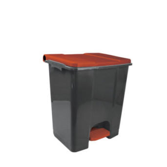 ECO CONTI, mobiler Abfallbehälter mit Pedal 60L grau-rot