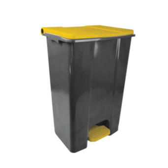 ECO CONTI, mobiler Abfallbehälter mit Pedal 80L grau-gelb
