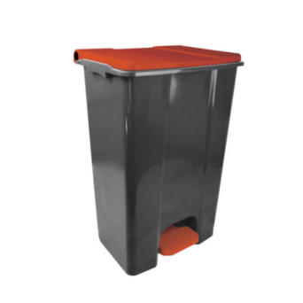 ECO CONTI, mobiler Abfallbehälter mit Pedal 80L grau-rot