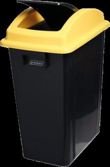 SLIM Abfallbehälter schwarz 40L mit Schwingdeckel schwarz-gelb